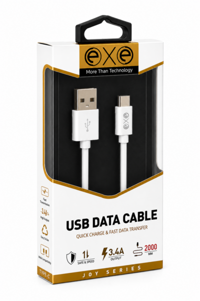 EXE USB-A to Type-C Hızlı Şarj ve Veri Aktarım Kablosu 3.4A 2 Metre