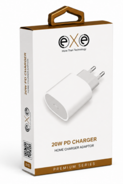 EXE 20W PD Hızlı Şarj Adaptörü USB-C Ev Tipi Şarj Aleti Beyaz